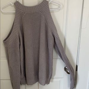 Gray cold shoulder sweater
